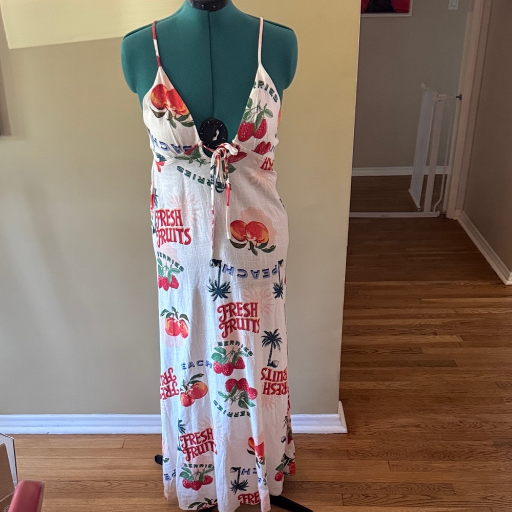 Colorful Fruit Print Maxi Dress